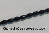 CAB789 15.5 inches 4*6mm faceted rice black agate gemstone beads