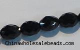 CAB792 15.5 inches 9*12mm faceted rice black agate gemstone beads