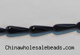 CAB798 15.5 inches 5*16mm faceted teardrop black gemstone agate beads