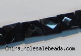 CAB802 15.5 inches 12*12mm faceted square black gemstone agate beads