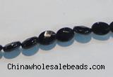 CAB805 15.5 inches 6*8mm faceted oval black gemstone agate beads