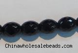 CAB817 15.5 inches 10*12mm faceted rice black agate gemstone beads