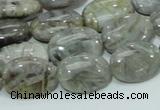 CAB82 15.5 inches 13*18mm oval silver needle agate gemstone beads