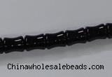 CAB842 15.5 inches 8*10mm bamboo shape black agate gemstone beads