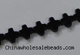 CAB845 15.5 inches 8*8mm cross black agate gemstone beads wholesale