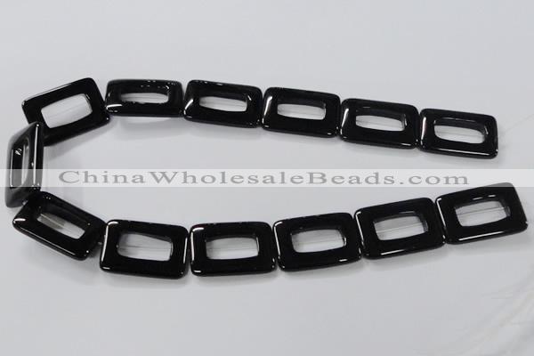 CAB867 15.5 inches 20*30mm rectangle black agate gemstone beads wholesale