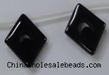 CAB870 22*40mm top-drilled rhombic black agate gemstone beads wholesale