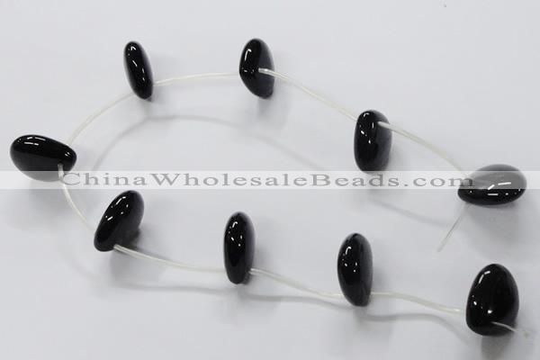 CAB872 22*22mm top-drilled teardrop black agate gemstone beads wholesale