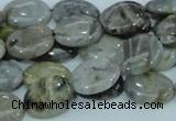 CAB90 15.5 inches 12*16mm oval silver needle agate gemstone beads