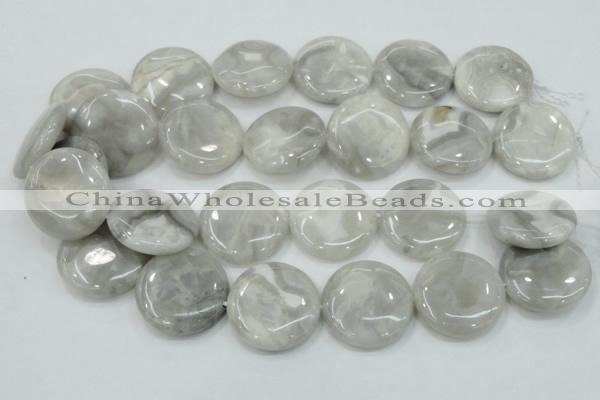 CAB918 15.5 inches 30mm flat round natural crazy agate beads wholesale