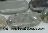 CAB92 15.5 inches 20*40mm oval silver needle agate gemstone beads