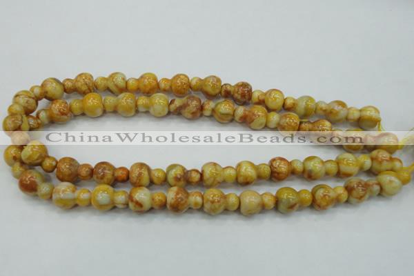 CAB938 15.5 inches 13*18mm calabash yellow crazy lace agate beads