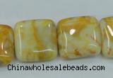 CAB947 15.5 inches 20*20mm square yellow crazy lace agate beads