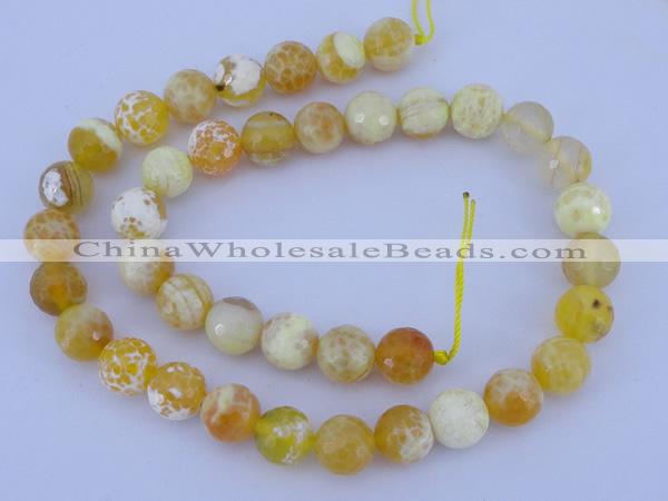 CAB966 15.5 inches 6mm faceted round fire crackle agate beads