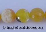 CAB967 15.5 inches 8mm faceted round fire crackle agate beads
