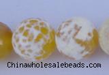 CAB970 15.5 inches 14mm faceted round fire crackle agate beads