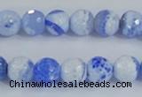 CAB973 15.5 inches 8mm faceted round fire crackle agate beads