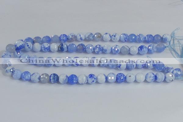 CAB973 15.5 inches 8mm faceted round fire crackle agate beads