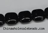 CAB986 15.5 inches 14*14mm square black agate gemstone beads wholesale