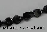CAB992 15.5 inches 8*8mm curved moon black agate gemstone beads