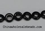 CAB995 15.5 inches 10mm donut black agate gemstone beads wholesale