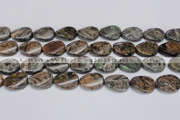 CAF140 15.5 inches 20*30mm twisted oval Africa stone beads