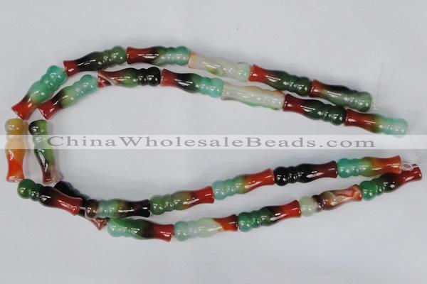 CAG1018 15.5 inches 10*30mm bone rainbow agate beads