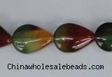 CAG1029 15.5 inches 13*18mm flat teardrop rainbow agate beads