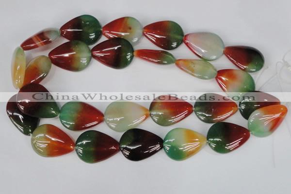 CAG1030 15.5 inches 22*30mm flat teardrop rainbow agate beads