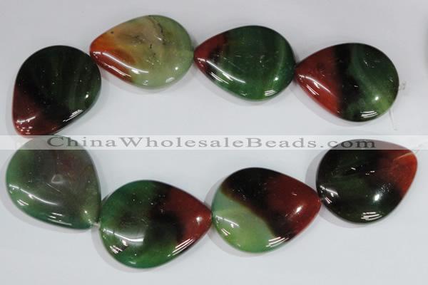 CAG1031 15.5 inches 40*50mm flat teardrop rainbow agate beads