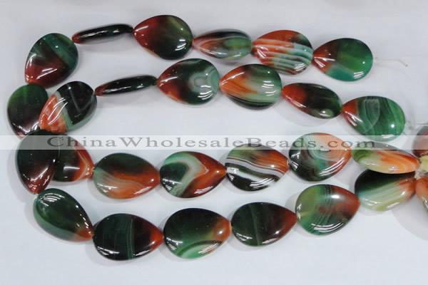 CAG1034 15.5 inches 22*30mm flat teardrop rainbow agate beads