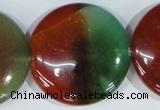 CAG1041 15.5 inches 40mm flat round rainbow agate beads