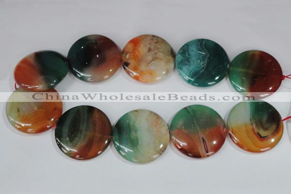 CAG1045 15.5 inches 40mm flat round rainbow agate beads