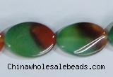 CAG1063 15.5 inches 18*25mm twisted oval rainbow agate beads