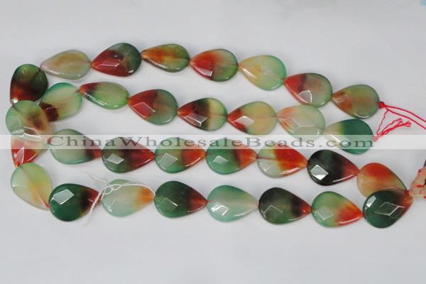 CAG1070 15.5 inches 18*25mm faceted flat teardrop rainbow agate beads