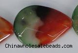 CAG1072 15.5 inches 30*40mm faceted flat teardrop rainbow agate beads