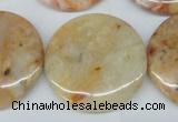 CAG1092 15.5 inches 30mm flat round Morocco agate beads wholesale