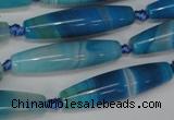 CAG1303 15.5 inches 10*38mm rice line agate gemstone beads