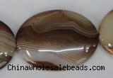 CAG1319 15.5 inches 30*40mm oval line agate gemstone beads