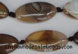 CAG1320 15.5 inches 15*30mm marquise line agate gemstone beads