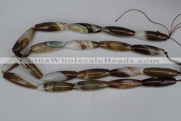 CAG1335 15.5 inches 12*40mm rice line agate gemstone beads