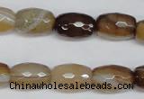 CAG1340 15.5 inches 10*15mm faceted rice line agate gemstone beads