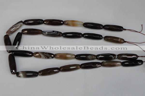 CAG1345 15.5 inches 10*30mm faceted rice line agate gemstone beads