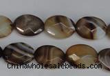 CAG1348 15.5 inches 12*16mm faceted oval line agate gemstone beads