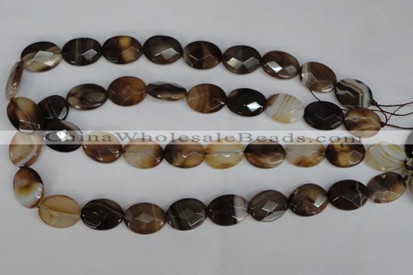 CAG1349 15.5 inches 15*20mm faceted oval line agate gemstone beads