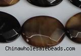 CAG1351 15.5 inches 22*30mm faceted oval line agate gemstone beads