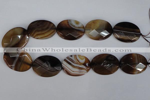 CAG1352 15.5 inches 30*40mm faceted oval line agate gemstone beads