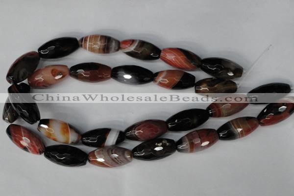 CAG1363 15.5 inches 15*30mm faceted rice line agate gemstone beads