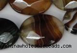 CAG1368 15.5 inches 22*30mm faceted oval line agate gemstone beads