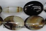 CAG1375 15.5 inches 18*25mm oval line agate gemstone beads